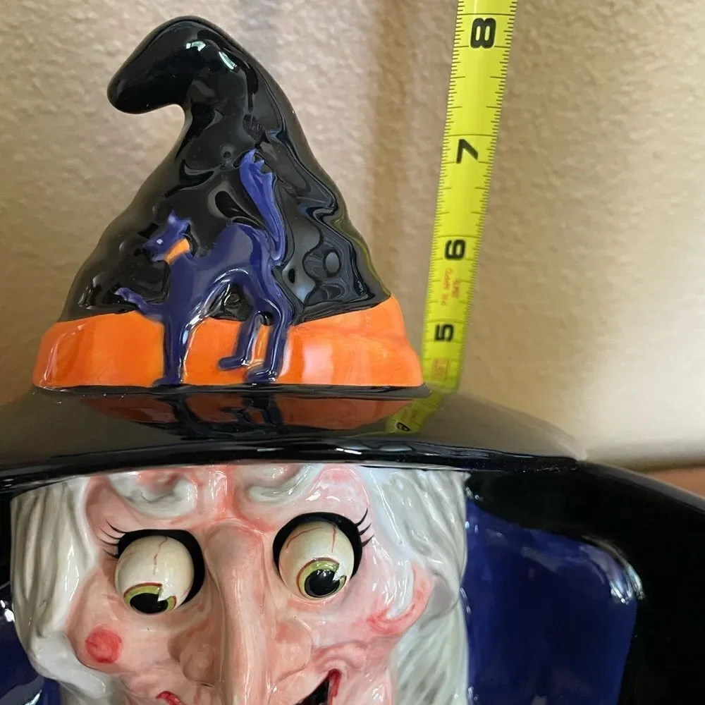 Department 56 RARE and HTF Witch Ceramic Googling Eyes Big Halloween Bowl